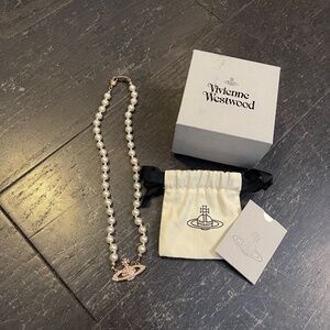 VIVIENNE WESTWOOD mini bas relief pearl chocker full set rose gold HTF